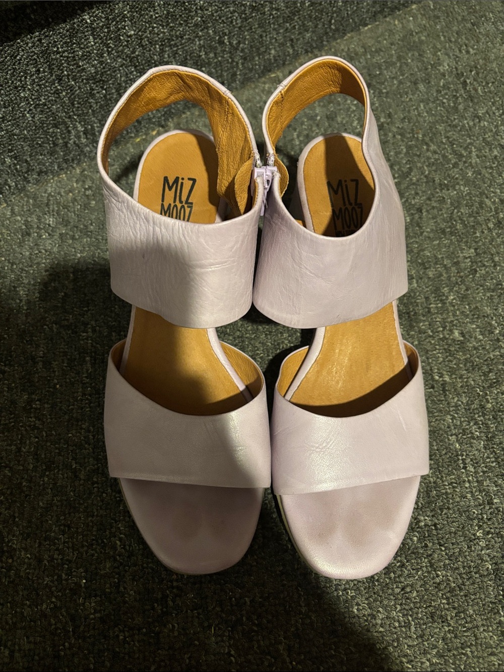 Miz Mooz Pastel Lavender Leather Block-Heel Sandals